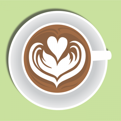 Graphic of a cup of coffee with a heart on top