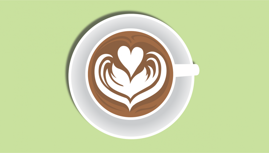 Graphic of a cup of coffee with a heart on top